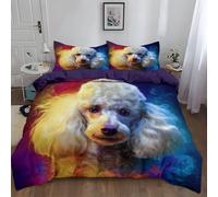 Générique Housse de Couette 240 x 260 cm, Bedding Microfibre Imprimée Ensembles de Parure Housse en brossée Douce Caniche Aérographe Filmavec 2 Taies d'oreiller 65 x 65 cm Violet