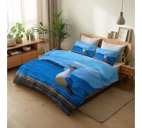 Générique Housse de Couette 240 x 260 cm Paysage Naturel, Parure de Lit Imprimée Jetée Oiseau, Réversible en Microfibre Douce, Sets de Housses de Couettes avec taies d'oreiller
