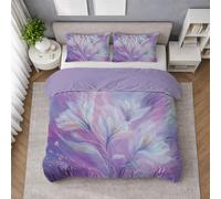 Générique Housse de Couette 240 x 260 cm, Résistant au rétrécissement Microfibre Doux Violet Lilas Parure de lit légère Facile d'entretien, Rêveur Floral Ton Doux Housse imprimée et taie