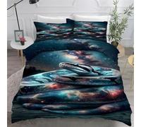 Générique Housse de Couette 240 x 260 Cosmos Parure de Lit 2 Personne Python Microfibre Housse de Couette 3D Imprimé Literie Set 3 Pièces avec Fermeture ÉclairZ702