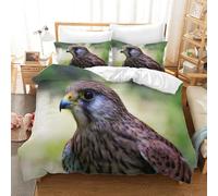 Générique Housse de Couette 240 X 260 Faucon Crécerelle, Oiseau Brun Foncé Parure de Lit, Housse Couette 3 Pièces en Microfibre, Fermeture Zippée (Comprenant Deux Taies d'oreiller, 65x65 cm) AK2148