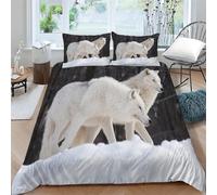 Générique Housse de Couette 240 x 260 Loup des Neiges Parure de Lit 240 X 260 Animal ImpriméEs Housses de Couettes Microfibre Douceur avec 2 Taies d'oreiller, avec Fermeture ZippéE ba5214