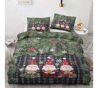 Générique Housse de Couette 240 x 260 Noël - Parure de Lit 2 Personnes Motif GNOME avec Fermeture éclair - Ensemble de Literie en Microfibre Douce avec 2 Taies d'oreiller L#&-174