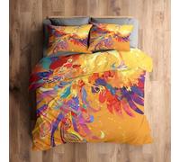 Générique Housse de Couette 240 x 260 Phoenix 2 Personnes, Parure de Lit Reversible Imprimé Oiseau Mythique, Microfibre, 2 Taies d'oreiller 65x65, avec Fermeture Éclair AC1479