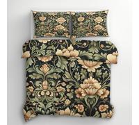 Générique Housse de Couette 240 x 260 William Morris - Parure de Lit Fleurs Vintage Floral Art Nouveau 2 Personnes Decoration Chambre, 2 Taies d'oreiller 65x65, Zippée, Reversible, Microfibre (k100-L)