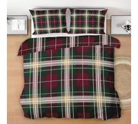 Générique Housse de Couette 240x260 Carreaux Parure de Lit 240 x 260 Adulte Microfibre Doux et Confortable Housse de Couette Rouge et Vert avec 2 Taie Oreillers 65x65 QD402