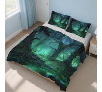 Générique Housse de Couette 240x260 cm Forêt Magique, Parure de Lit Forêt Gothique Style Sombre, Microfibre Douce, Inclure Deux Taie Oreiller 65x65 cm, Fermeture Éclair PZ&S-29