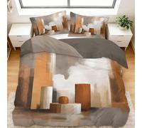 Générique Housse de Couette 240x260 cm Géométrie des Graffitis Bruns Parure de Lit 2 Personnes Set de Housse de Couette Microfibre Coton avec Fermeture Éclair et 2 Taie d'oreiller 65x65cm