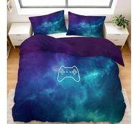 Générique Housse de Couette 240x260 cm Machine De Jeu Starry Sky Parure de Lit 2 Personnes Set de Housse de Couette Microfibre Coton avec Fermeture Éclair et 2 Taie d'oreiller 65x65cm