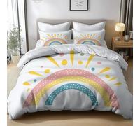 Générique Housse de Couette 240x260 cm Peinture Simple Arc Ciel Parure de lit en Coton Polyester avec Fermeture Éclair Doux et Durable, avec 2 Taies d'oreiller 65x65cm