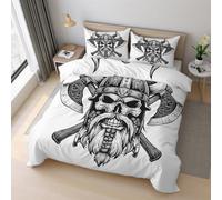 Générique Housse de Couette 240x260 Guerrier Viking Parure de Lit 240x260 Mythologie Nordique, Douce Microfibre Housse de Couette avec 2 Taie Oreiller, Zippée 21D&-29