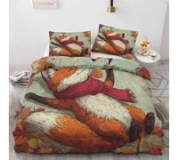 Générique Housse de Couette 240x260 Renard Mignon - Parure de lit Adulte Feuille d'Érable Automne - Réversible 2 Personnes Fermeture éclair Sets Housse Couette avec 2 Taie d'oreiller 65x65 cm