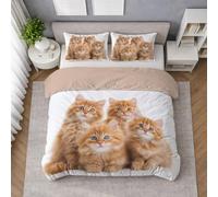 Générique Housse de Couette 260 X 240 cm en Tons Chauds, Parure de Lit Chat Roux Animal de Compagnie Animaux, Ensemble de Literie en Microfibre Respirante, légère, Lavable et agréable au Quotidien