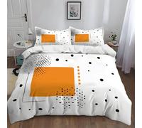Générique Housse de Couette 3 Pièces 140 x 200 cm,Rectangle Orange MinimalisteBlancImprimé Parure de Lit, Doux en Microfibre 2 Personne Housse de Couette avec 2 Taie d'oreiller pour Garçon Fille