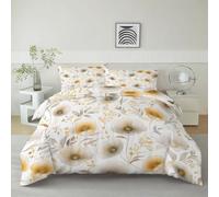 Générique Housse de Couette 90 x 190 cm, Enfant Parure de Lit Charmant Floral Doux Aquarelle - Ensemble de Literie 2 Pièces avec Fermeture Éclair Garçon Fille Adulte, Blanc