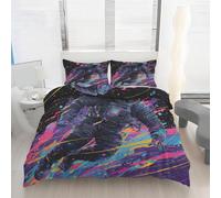 Générique Housse de Couette 90x190 Astronaute Imprimé Graffiti Coloré Parure de lit Réversible Microfibre avec Fermeture Éclair, 1 Personne, Ensemble de Literie 2 Pièces et 1 Taie d'oreiller P172z