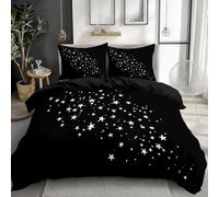 Générique Housse de Couette 90x190 Étoiles Blanches Parure de Lit 90x190 Enfant Microfibre Doux et Confortable Housse Couette Minimaliste avec 2 Taie Oreillers 65x65 QD1292