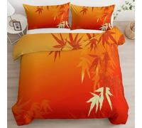 Générique Housse de Couette 90x190 Feuille d'érable Parure de Lit 90x190 Enfant Microfibre Doux et Confortable Housse Couette Rouge orangé avec 2 Taie Oreillers 65x65 QC434