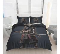 Générique Housse de Couette 90x190 Samouraï Japonais Imprimé Guerrier de Dark Fantasy Parure de lit Réversible Microfibre avec Fermeture Éclair, Ensemble de Literie 2 Pièces et 1 Taie d'oreiller P75z