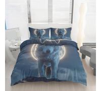 Générique Housse de Couette 90x190 Weiß Wolf Imprimé Vollmond Parure de lit Réversible Microfibre avec Fermeture Éclair, 1 Personne, Ensemble de Literie 2 Pièces et 1 Taie d'oreiller H20y