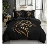Générique Housse de Couette à imprimé Style de Tatouage Logo tête de Loup 240 x 220 cm, Parure de lit en Microfibre brossée Tatouage tête de Loup - Housse de Couette Douce avec Fermeture à glissière