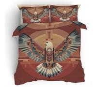 Générique Housse de Couette Aigle Oiseau avec 2 Taies d’Oreiller, Sud-Ouest Tribu Réversible Parure de Lit en Microfibre Respirante avec Fermeture Éclair, Ensemble 3 Pièces 240x220 f8Y2