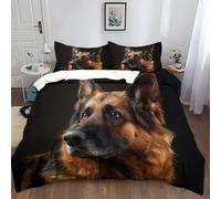 Générique Housse De Couette Animaux Berger Allemand Noir 220x240 cm Parure De Lit Adulte en Polyester Coton 2 Personnes avec Fermeture Éclair, Housse Couette Imprimé avec 2 Taies d'oreiller