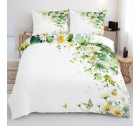 Générique Housse de Couette Aquarelle Fleurs Rustique Fleurie 200x200, Parure de Lit Complète avec Drap Housse et 2 Taies d'oreiller 65x65, Microfibre Douce avec Fermeture Éclair - 4 Pièces EL100&A