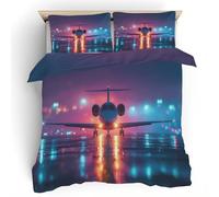 Générique Housse de Couette Avion Néon Enfants Parure de Lit Moderne Avion avec 1 Taie d’Oreiller 65x65, Ensemble en Microfibre Douce avec Fermeture Éclair, Idéal pour Ados,135x200 f8