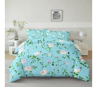 Générique Housse de Couette Bleu Clair pour Fille Garcon 200 x 200 cm, Housse de Couette Minimaliste Artistique Floral Plante Imprimées Réversibles - Parure de Lit Enfant Adulte avec Fermeture Éclair