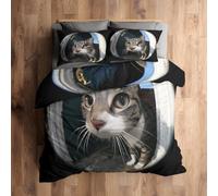 Générique Housse de Couette Chat 220x240, Parure de Lit Motif Chaton Mignon 3D 2 Personnes - Decoration - 2 Taies d'oreiller 65x65, Fermeture Éclair, Microfibre - PKA17831