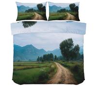 Générique Housse de Couette Chemin Campagne - Parure de lit Paysage Montagne Nature 260 x 240 - Literie 3D Imprimé Réversible avec 2 Taies d'oreiller - Fermeture Éclair - Facile d'entretien Ei322