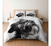 Générique Housse de Couette Chien Shih Tzu Gros Plan Portrait 90 x 190 Blanc, Réversible Parure de Microfibre Souple, Linge de Lit avec Fermeture éclair vec Taie d'oreiller 65x65 cm