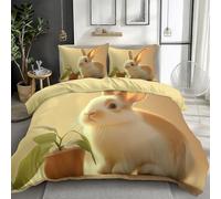 Générique Housse de Couette Costume 140x200 cm Lapin Mignon Adulte Enfants Housse de Couette 3 Pièces Doux Polyester Coton Parure De Lit, pour Toutes Les Saisons