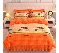 Générique Housse De Couette Douce Et Peluche Housse De Duvet DéCorative 1~2 Personne Lits Housse De ÉDredon Respirable, Fermeture éClair, pour Automne Hiver, Motif À Imprimé(180x220cm,Orange)