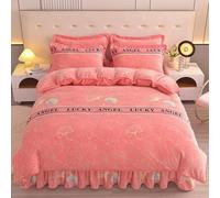 Générique Housse De Couette Douce Et Peluche Housse De Duvet DéCorative 1~2 Personne Lits Housse De ÉDredon Respirable, Fermeture éClair, pour Automne Hiver, Motif À Imprimé(180x220cm,Pink 3)