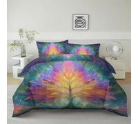 Générique Housse de Couette Douce Magie Plantes Arbre De Vie Parure de Lit 3 Pièces avec Fermeture Éclair, Microfibre Respirante, Anti-Acariens - Linge de Lit Moderne, Couleur, 90 x 190 cm