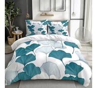 Générique Housse de Couette Douce Minimalisme Feuilles De Ginkgo Lignes Parure de Lit 3 Pièces avec Fermeture Éclair, Microfibre Respirante, Anti-Acariens - Linge de Lit Moderne, Blanc, 240 x 260 cm