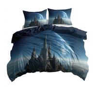 Générique Housse de Couette Douce Univers Cathédrale Gothique Parure de Lit 3 Pièces avec Fermeture Éclair, Microfibre Respirante, Anti-Acariens - Linge de Lit Moderne, Bleu, 240 x 260 cm