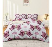 Générique Housse de Couette Enfant 135 x 200 cm - Parure de Lit 2 Personne Microfibre Housse de Couette, Thème Mode Papillons Filles Imprimé Literie Set 3 Pièces avec Fermeture Éclair, Rose