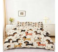 Générique Housse de Couette Enfant 140 x 200 cm - Parure de Lit 2 Personne Microfibre Housse de Couette, Thème Dessin animé Chien Cœur Imprimé Literie Set 3 Pièces avec Fermeture Éclair, Multicolore