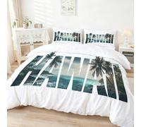 Générique Housse de Couette Enfant 140 x 200 cm - Parure de Lit 2 Personne Microfibre Housse de Couette, Thème Alphabet hawaïen Moderne Imprimé Literie Set 3 Pièces avec Fermeture Éclair, Multicolore