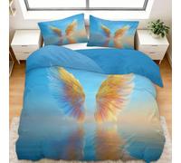 Générique Housse de Couette Enfant 140x200 cm Reflet des Ailes d'ange Parure de Lit 3D Imprimée Polyester Coton Housse Couette 1/2 Personne avec 2 Taie d'oreiller 65x65 cm