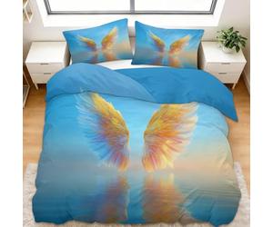 Générique Housse de Couette Enfant 140x200 cm Reflet des Ailes d'ange Parure de Lit 3D Imprimée Polyester Coton Housse Couette 1/2 Personne avec 2 Taie d'oreiller 65x65 cm