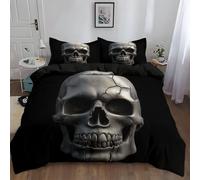 Générique Housse de Couette Enfant 220x240 cm Fissure du Crâne Noir Parure de Lit 3D Imprimée Polyester Coton Housse Couette 1/2 Personne avec 2 Taie d'oreiller 65x65 cm