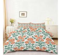 Générique Housse de Couette Enfant 240 x 260 cm - Parure de Lit 2 Personne Microfibre Housse de Couette, Thème Moderne Fleurs Plantes Imprimé Literie Set 3 Pièces avec Fermeture Éclair, Multicolore