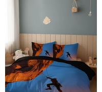 Générique Housse de Couette Escalade Corde Falaise200 x 200 cm Imprimé Parure de Lit, avec 2 Taie d'oreiller 65 x 65 cm, Noir 3 Pièces Parure De Lit Personnes en Microfibre
