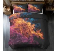 Générique Housse de Couette Feu Rouge et Bleu 2 Personnes, Parure de Lit 160x200 Flamme Ardente Abstrait, Microfibre Douce, 2 Taies d'oreiller 65x65, Fermeture Éclair, Decoration Chambre BhT11