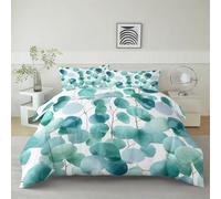 Générique Housse De Couette Feuilles D’Eucalyptus À L’Aquarelle 90 x 200 cm Parure De Lit Personne, Blanc Housse De Couette en Microfibre Et Taies d'oreiller - Ensemble De Literie pour Adulte Enfant