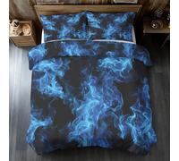 Générique Housse de Couette Flamme Bleue 2 Personnes, Parure de Lit 200x200 Flamme Ardente Abstrait, Microfibre Douce, 2 Taies d'oreiller 65x65, Fermeture Éclair, Decoration Chambre BhT11